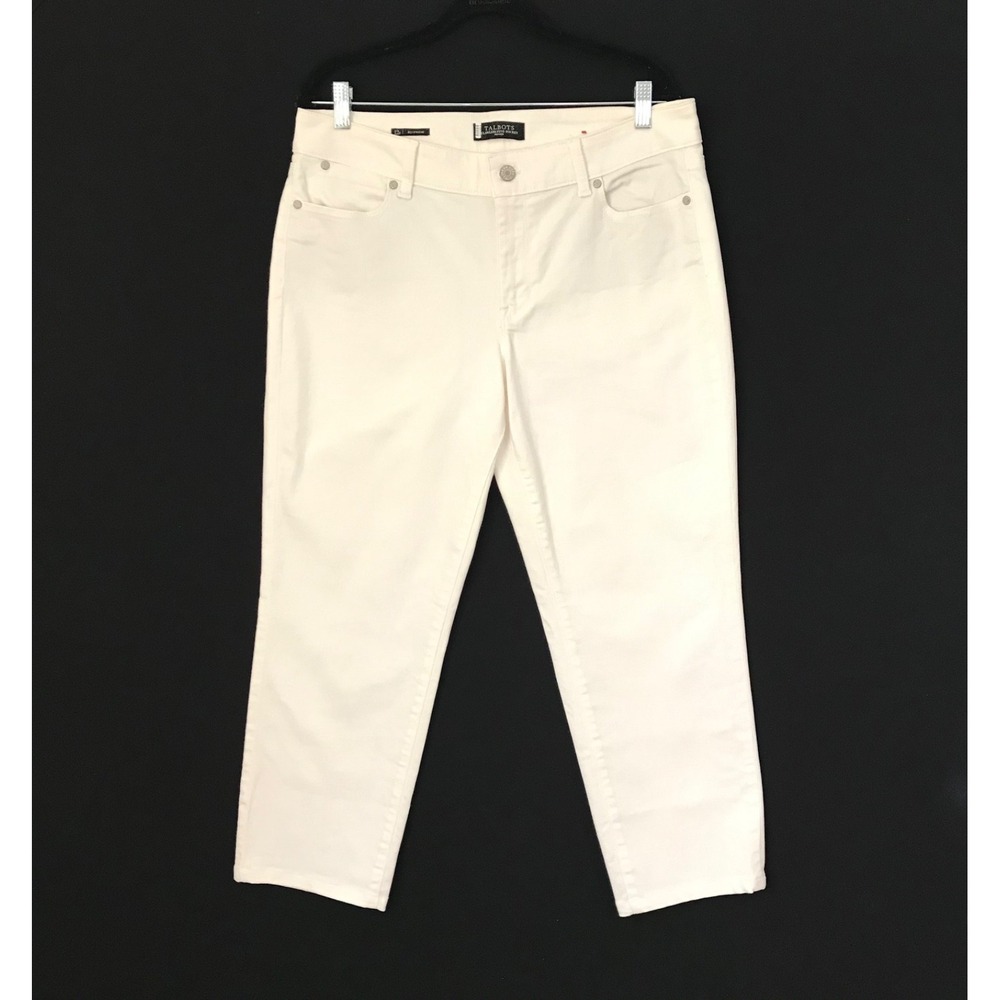 Talbots Petite Women's Flawless 5 Pocket Boyfriend Jeans White Denim Size 12P